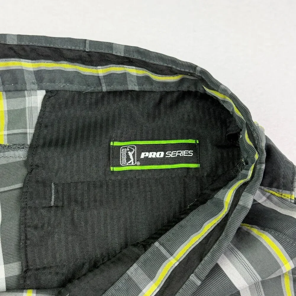 PGA Tour Pro Series Golf Shorts 36 Gray Plaid